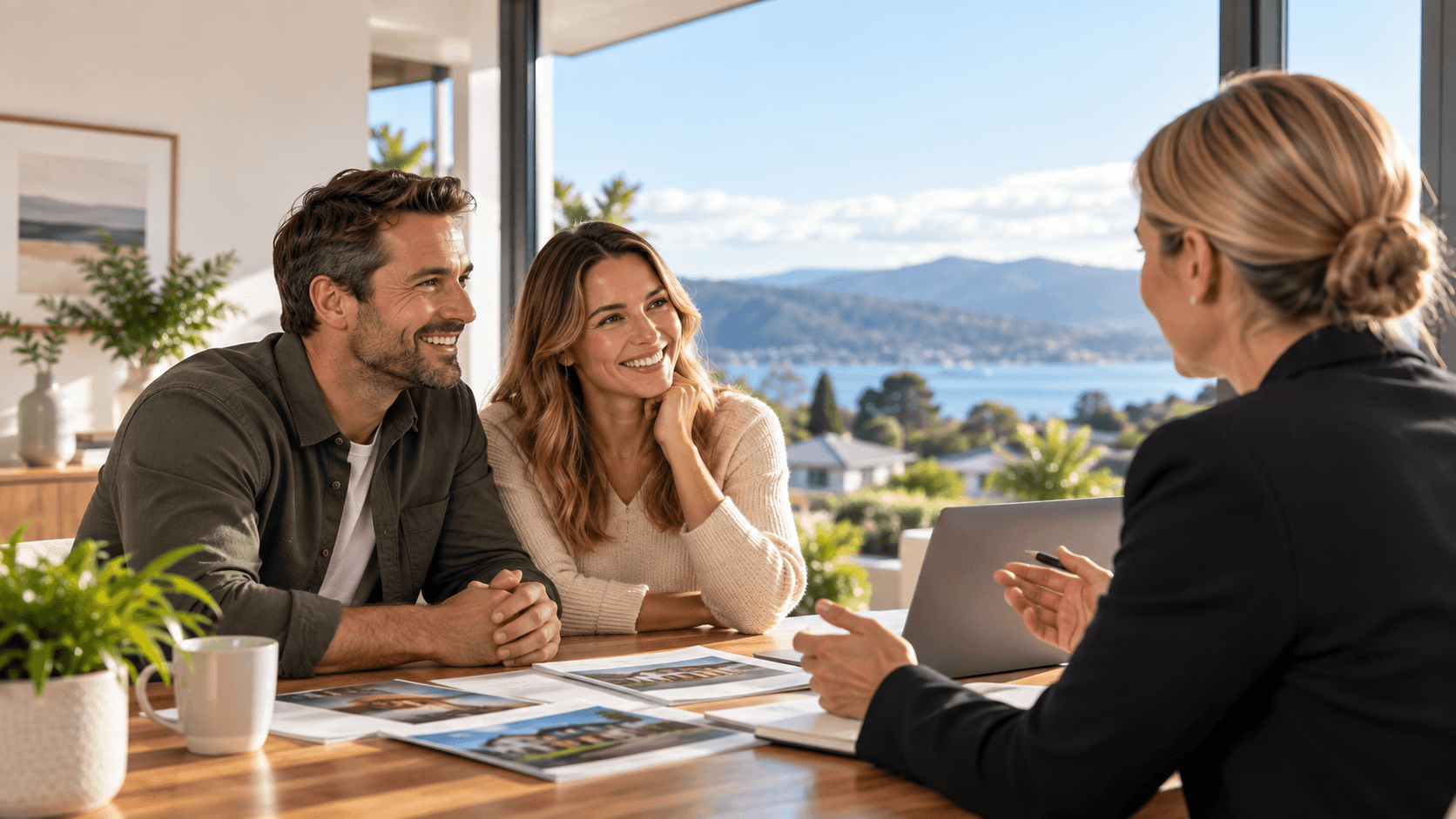 Family discussing insurance plans with an adviser