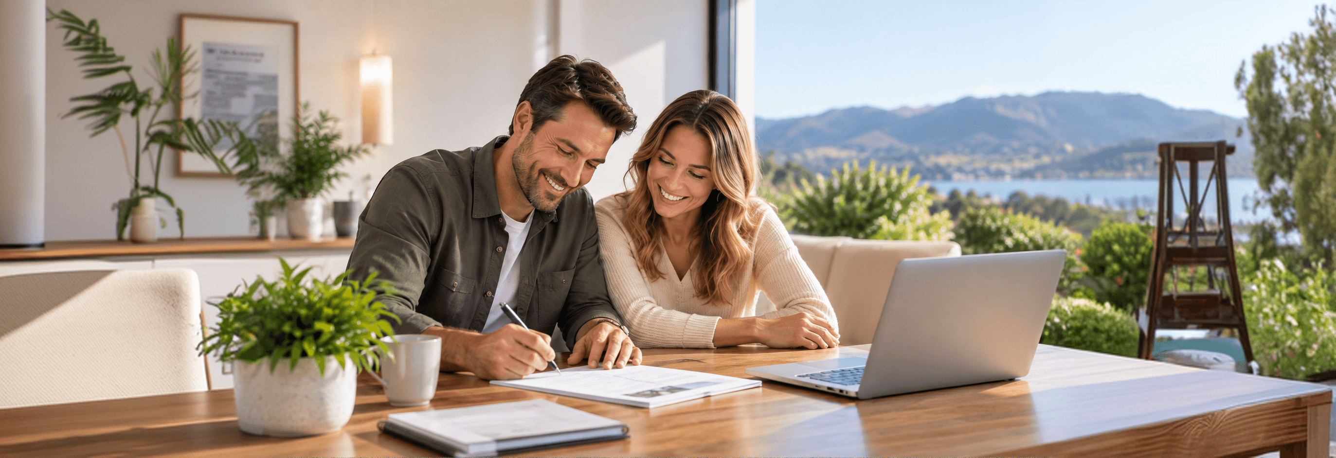 Couple exploring insurance options together